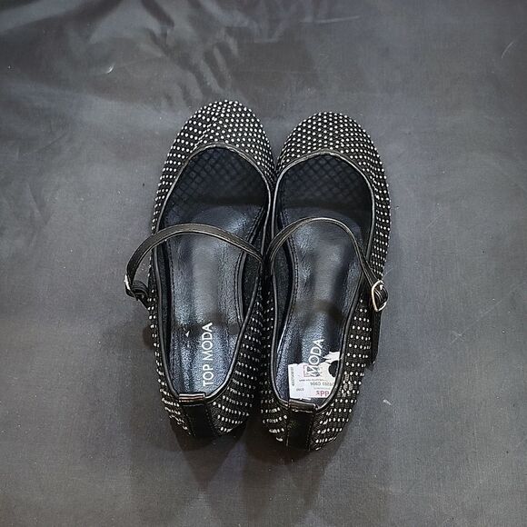 BRAND NEW TOP MODA MESH STUDDED BUCKLE STRAP COMFORTABLE BALLERINA FLA…G1 - Picture 8 of 15